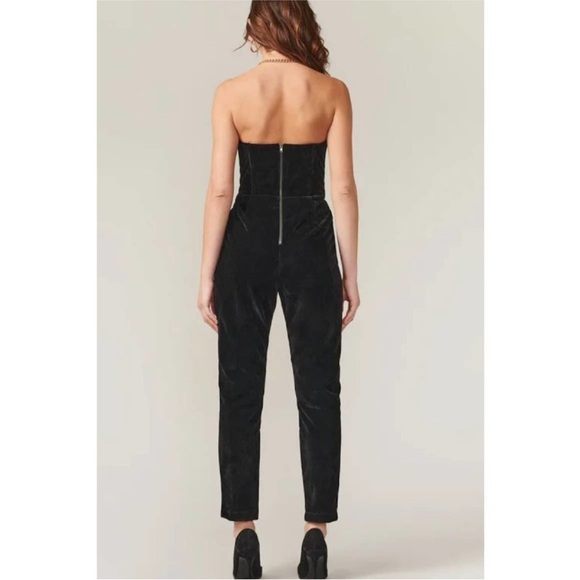 NWT Adelyn Rae BLACK Hayden Strapless Velvet Evening Cocktail Jumpsuit Small - Picture 2 of 9